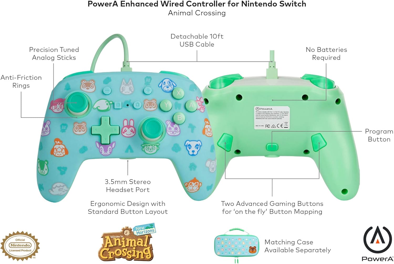PowerA Enhanced Wired Controller for Nintendo Switch - Animal Crossing (Officially Licensed)