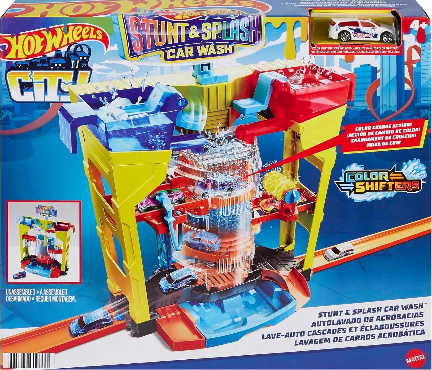 MATTEL HOT WHEELS CITY STUNT N SPLASH CAR WASH PLAYSET
