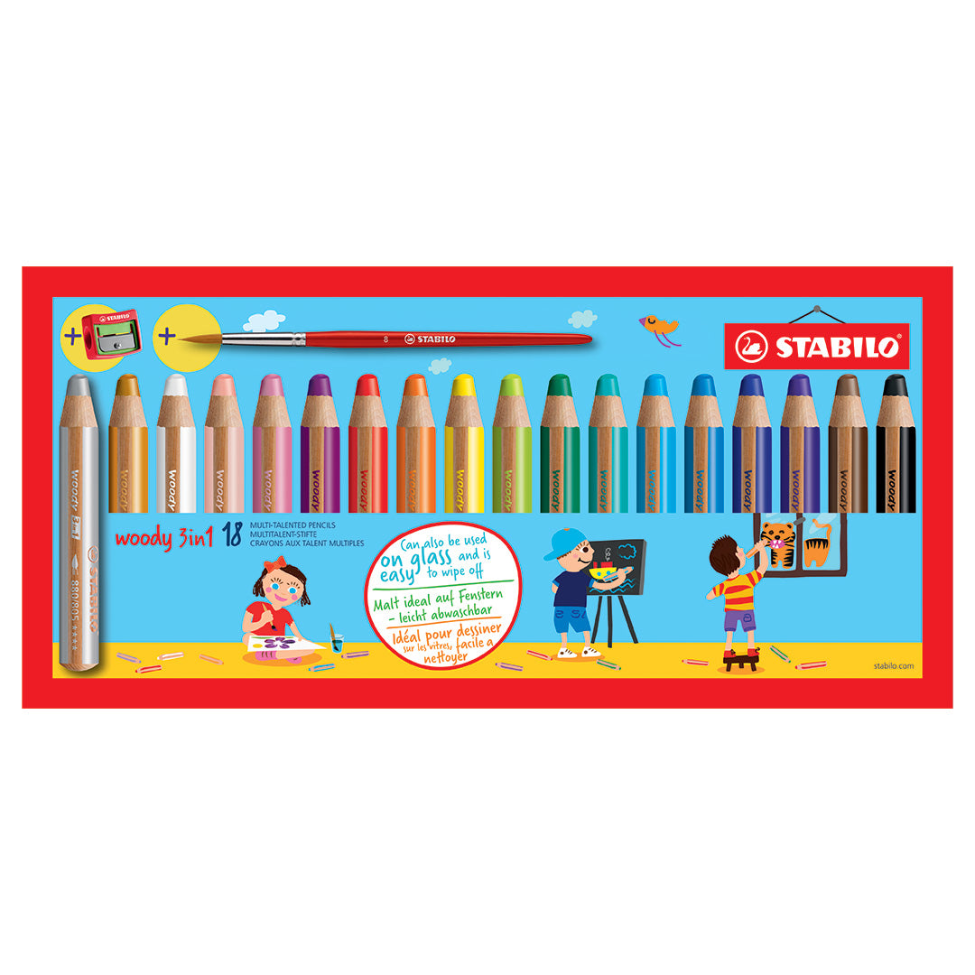 STABILO WOODY 3 IN 1 COL PCL-18PCS