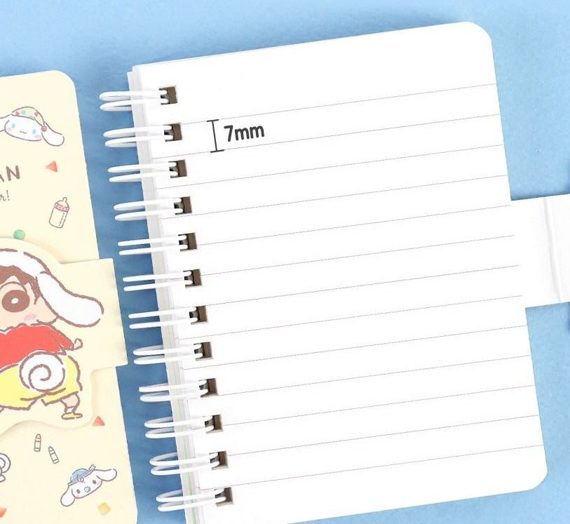 CINNAMOROLL X CRAYON SHIN-CHAN MAGNECTIC FLAP A7 NOTEBOOK - LET'S PLAY TOGETHER
