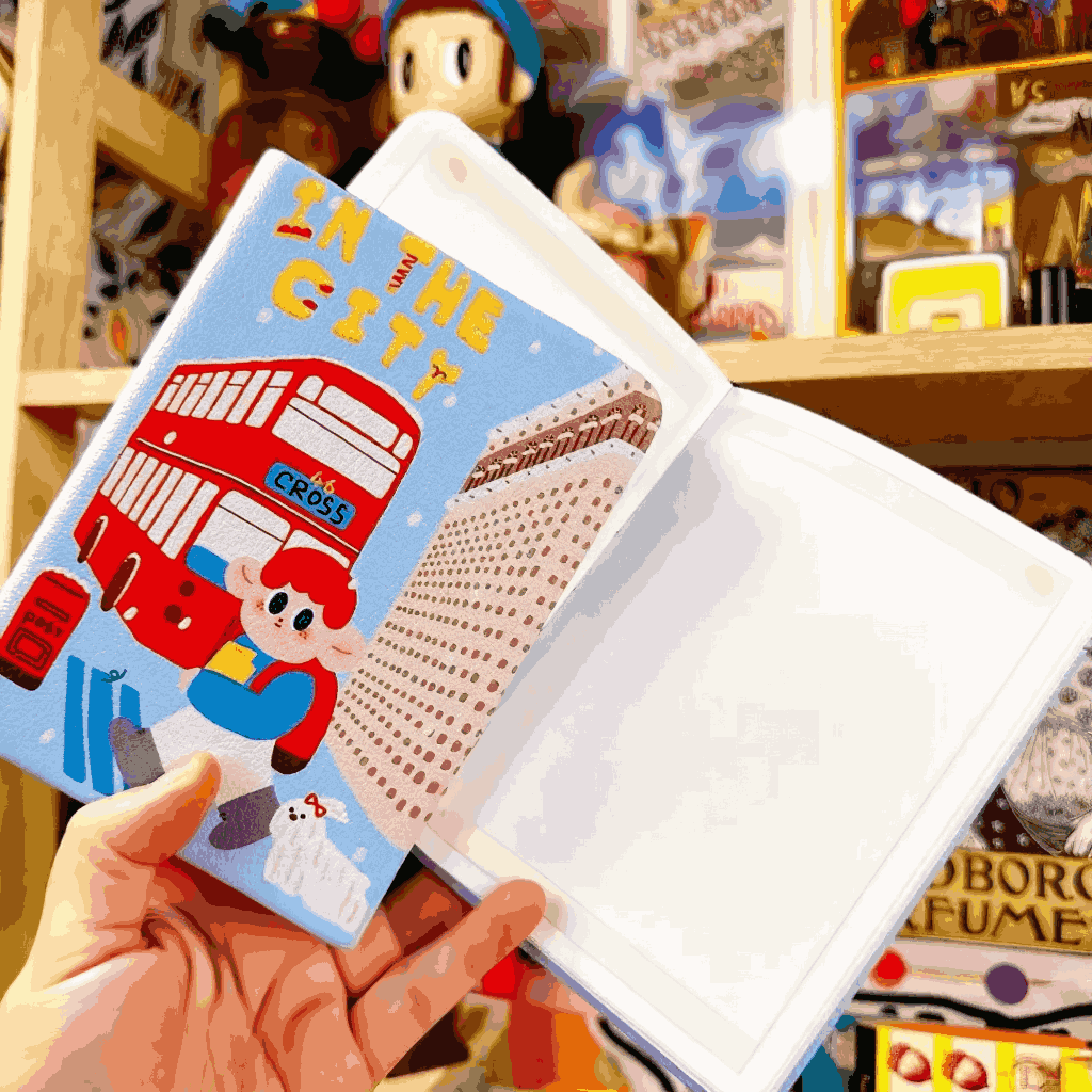 A6 Leather Cover Blank Notebook 80'S - Bus