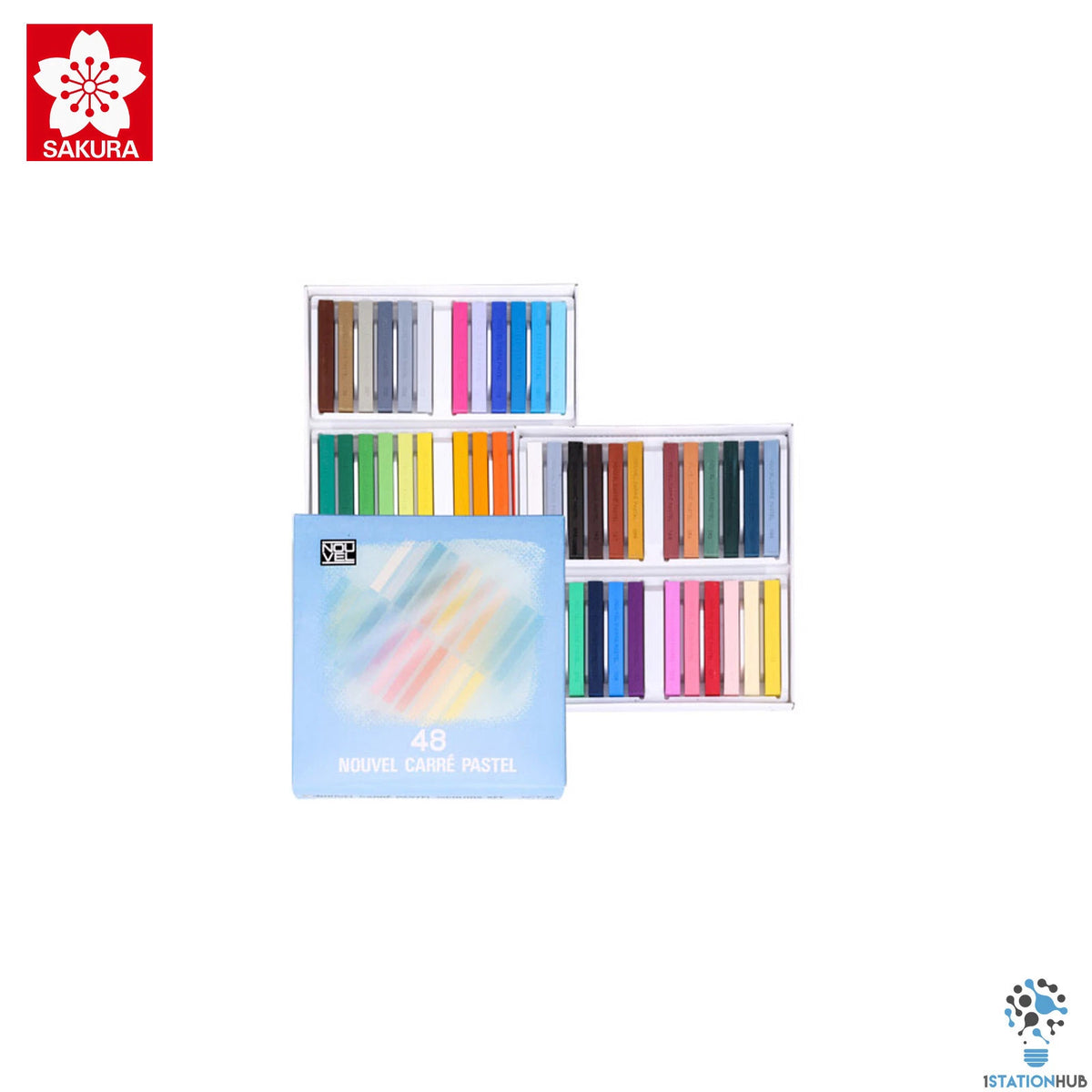 Sakura Nouvel Carre Pastel 48 Colours Set | Semi-Hard Squared Pastel (NCT-48)