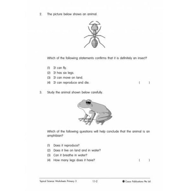 Science Topical Worksheets Primary 3