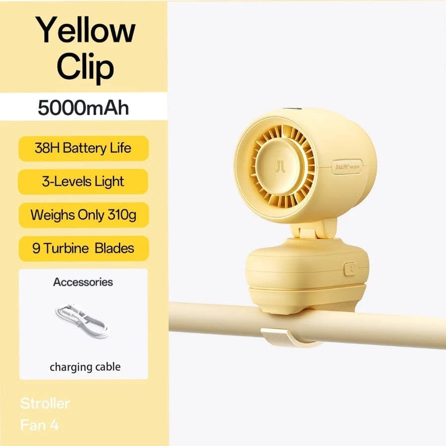 JisuLife Life4 5000mAh Clip Stroller Fan - Yellow
