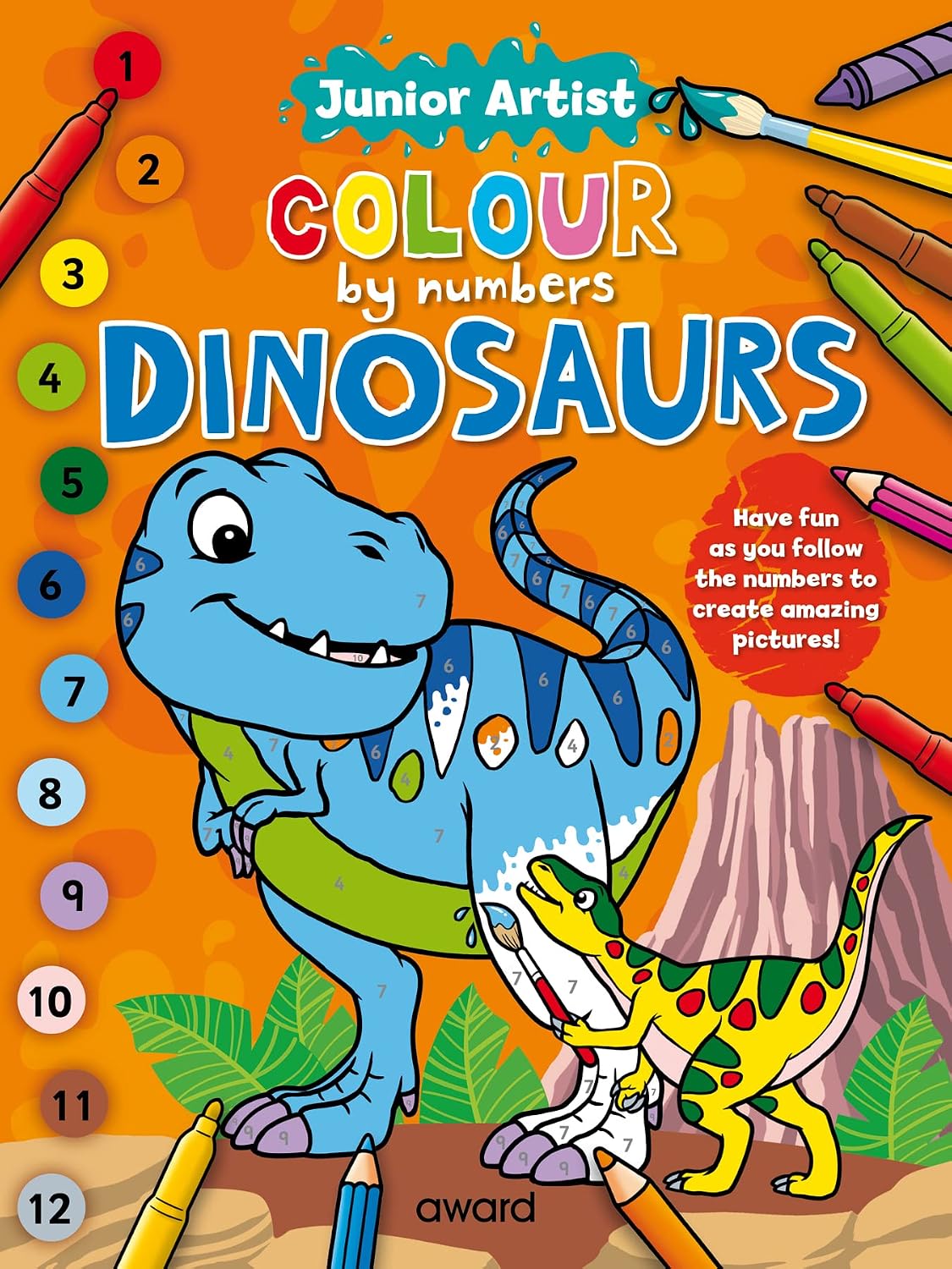 Junior Artist Colour By Numbers: Dinosaurs (Paperback)
