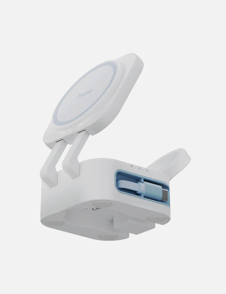 Bazic GoMag 3-in-1 Foldable Wireless Charging Station - White