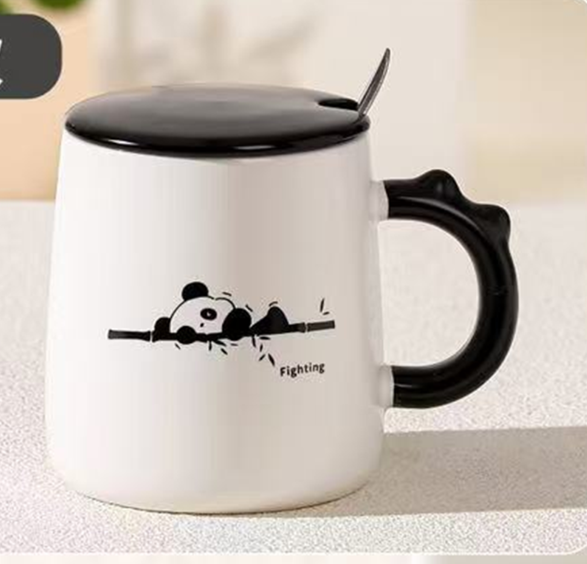  CERAMIC MUG PANDA W LID 6188