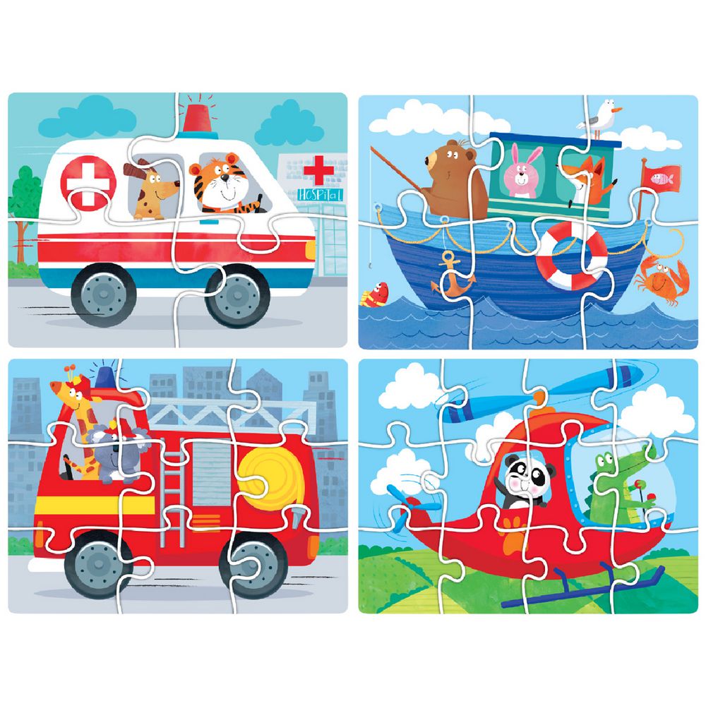 LEARNING CAN BE FUN 4 IN 1 PUZZLE SET THINGS THAT GO