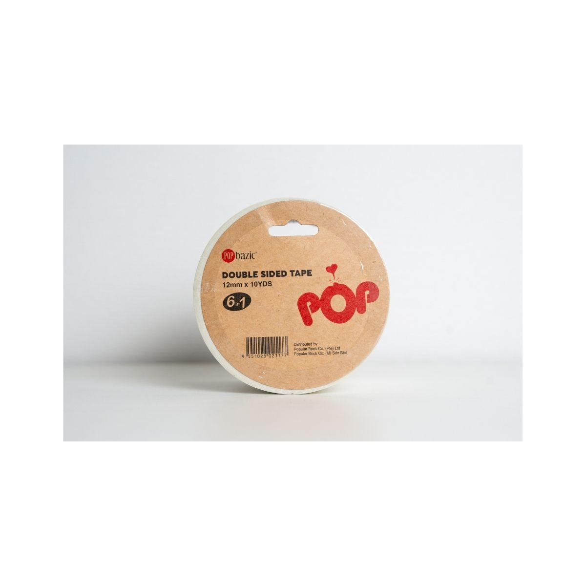 Pop Bazic Double-Sided Tape 12mm x 10 Yards (Pack of 6)