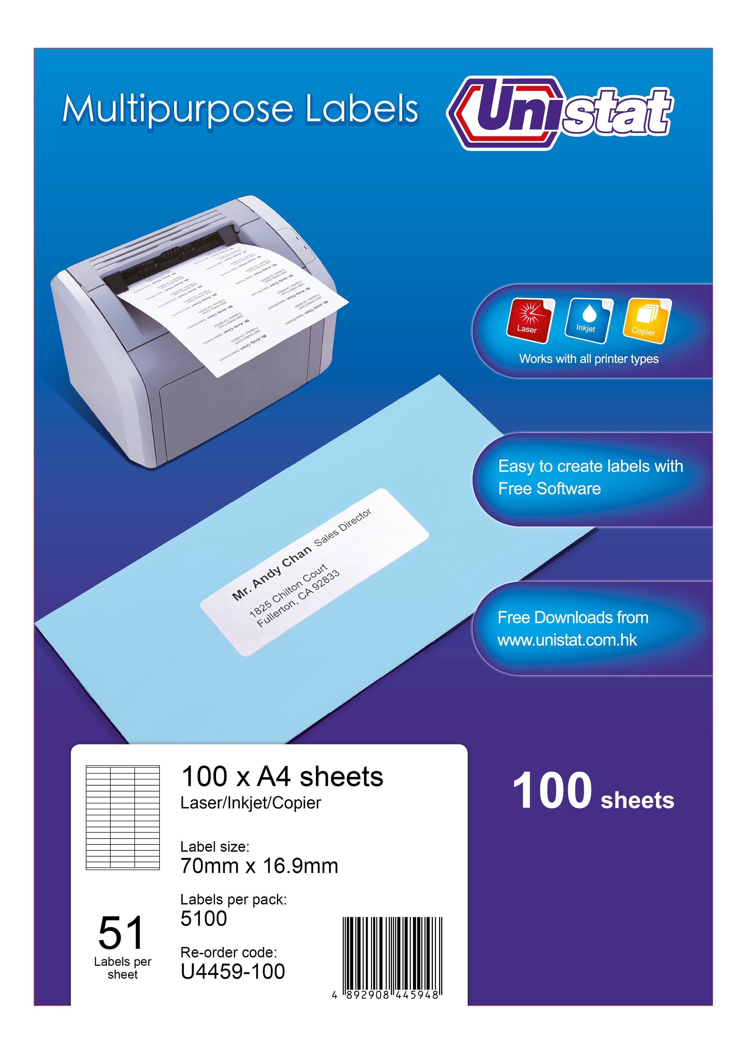 Unistat 3 in 1 Laser Add Label U4459-100