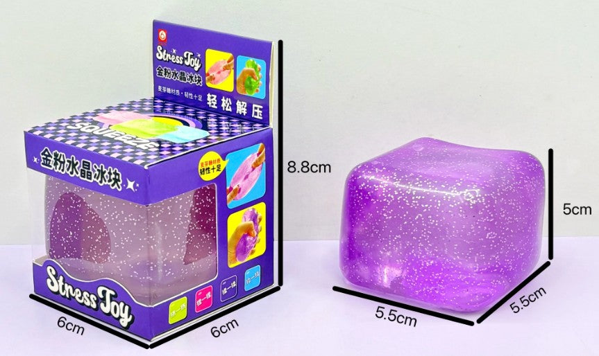 Fuzz Ball Glitter Cube - Assorted Colour