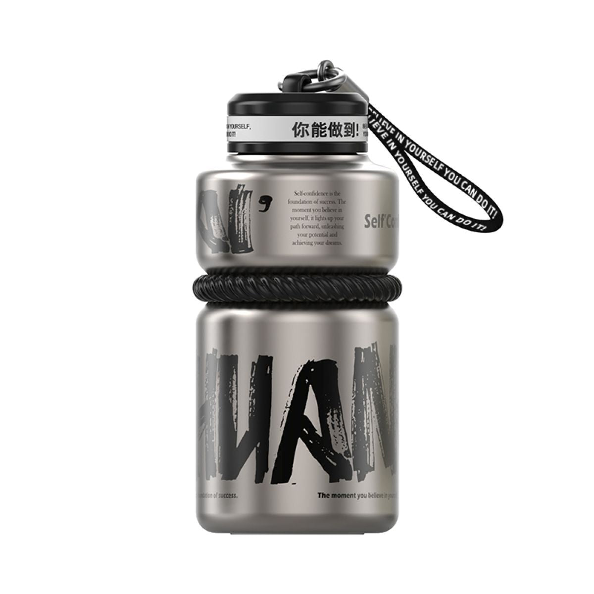 Metallic  Stainless Steel Bottle w Strap 245ml 