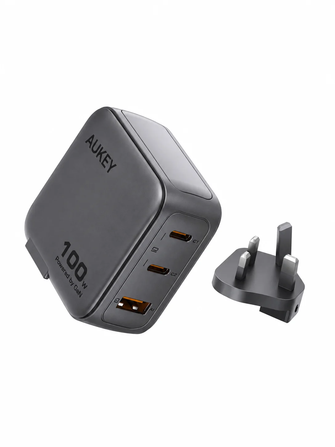 Aukey PA-B9 Nova Pin 100W GaN Wall Charger - Grey