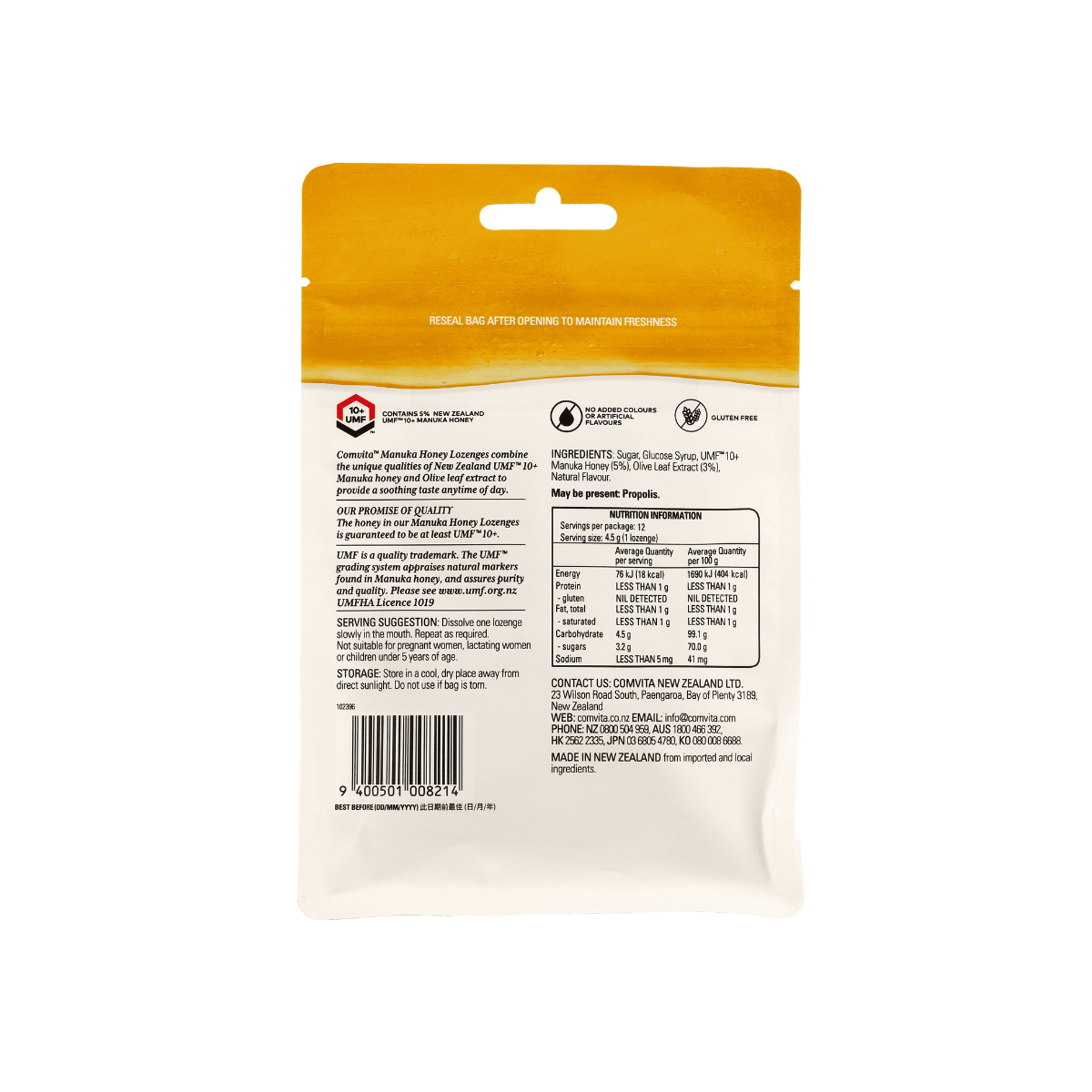 Comvita Manuka Honey Lozenges with Olive Leaf Extract - 12s