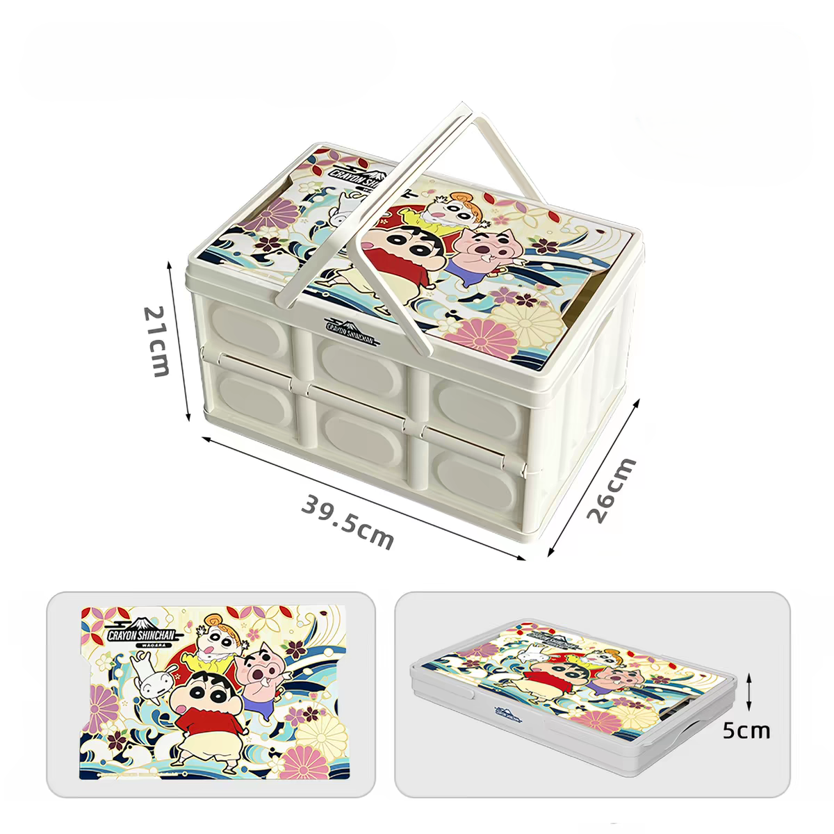 Crayon Shin-Chan 20L Wooden Lid Foldable Organizer With Handle