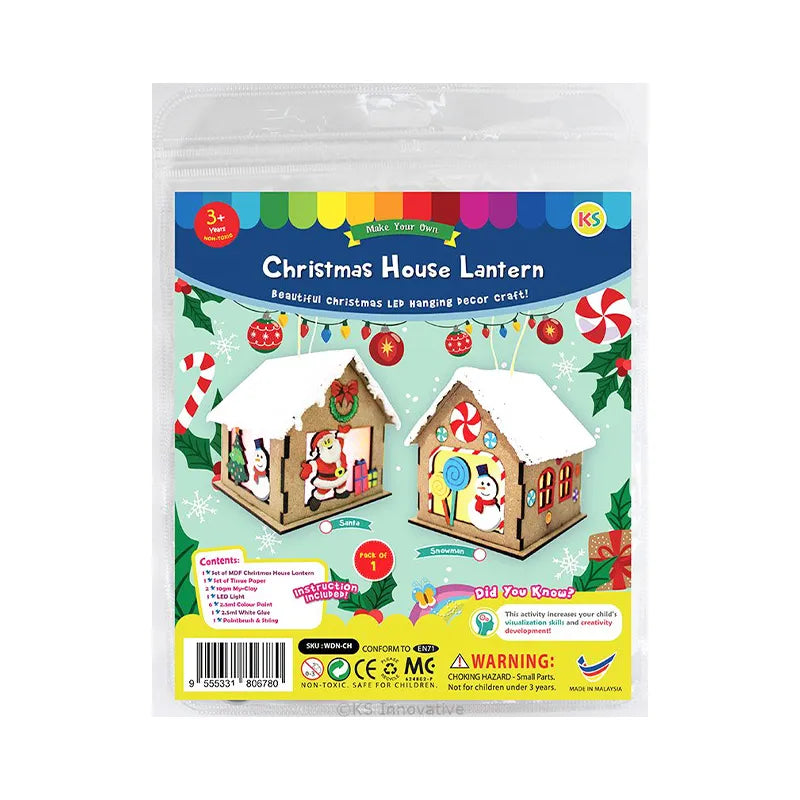 KS XMAS HOUSE LANTERN KIT SANTA SNOWMAN