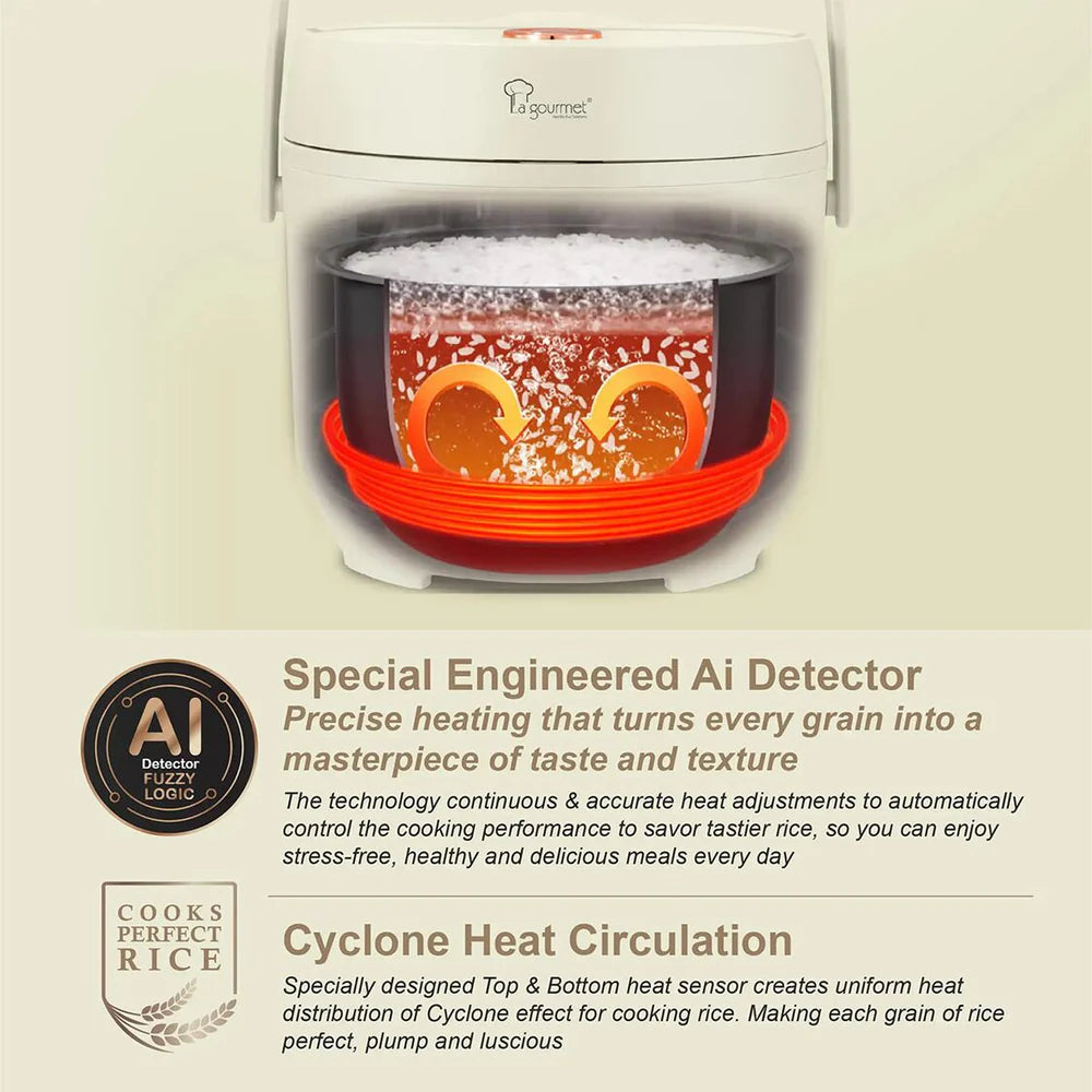 La Gourmet 0.8L Rice Cooker - Ceramic Pot (Peach Fuzz)