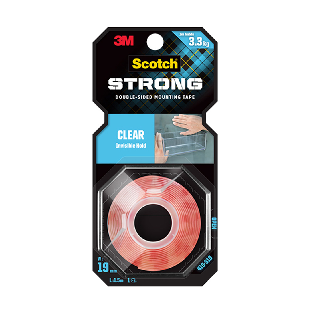 Scotch® 410-s19 Clear Double-sided Mounting Tape, 19mm X 1.5m