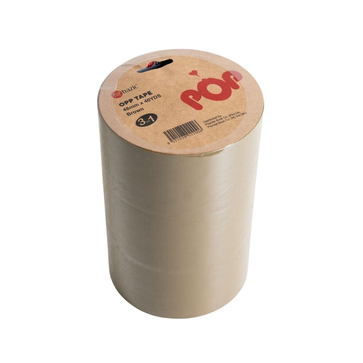 Pop Bazic OPP Tape 48mm x 40 Yards – Brown (Pack of 3)