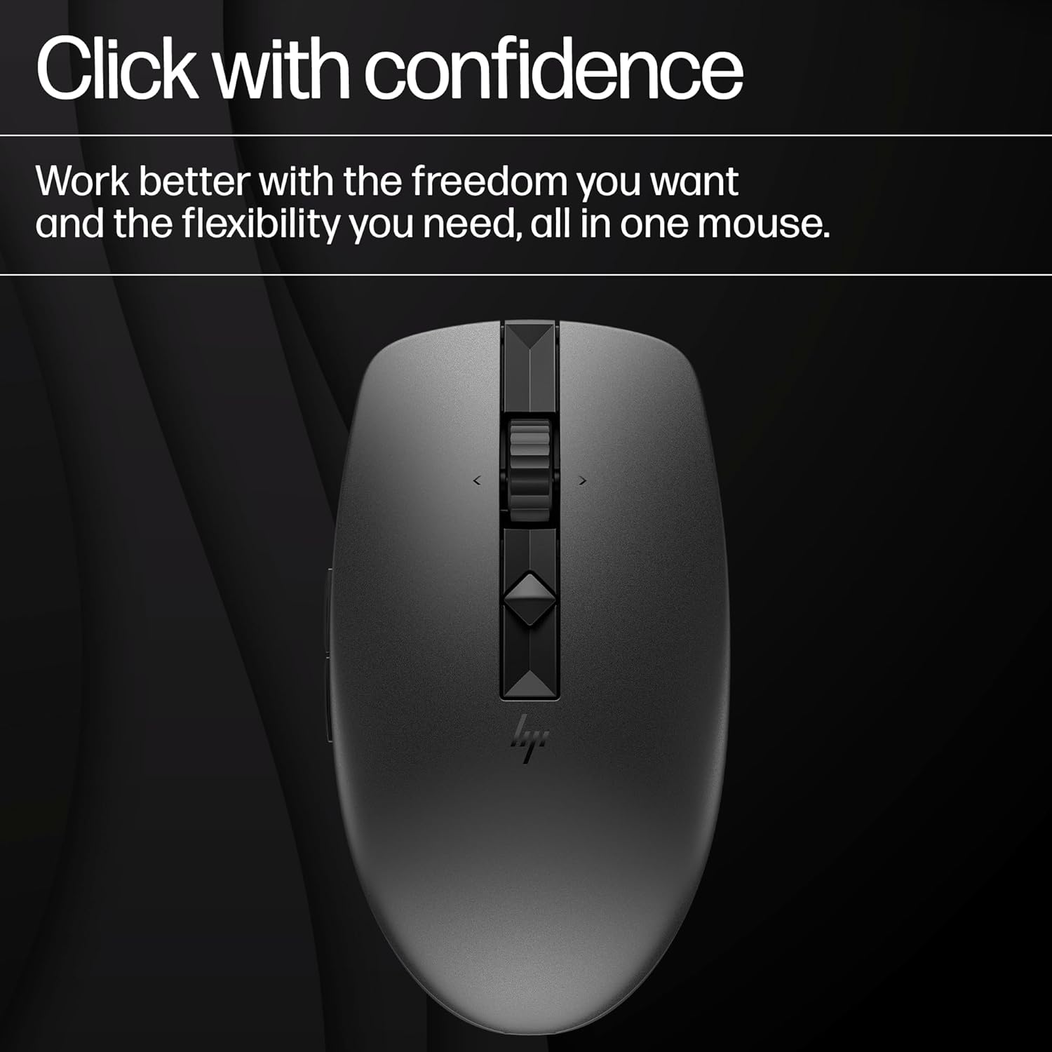 HP 710 Wireless Mouse, Rechargeable, Wireless, Silent, Bluetooth Mouse, Supports 3 Windows, Mac, ChromeOS, USB-C Rechargeable, Switchable High Speed Scroll Wheel (Black)