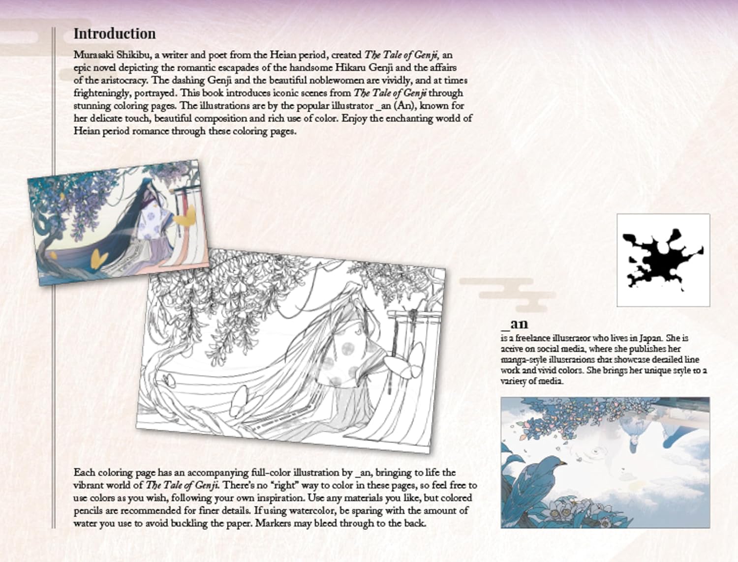 The Tale of Genji Coloring Book: Thirty Full-Color Scenes from Japan's Classic Romance! (Paperback)
