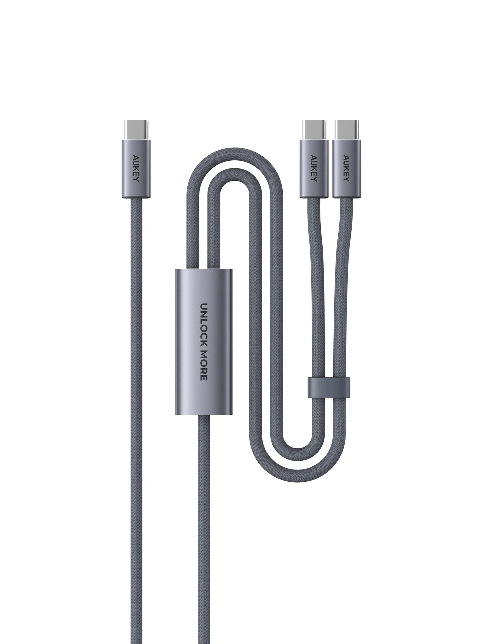 Aukey CB-DCC142 Circlet Blink 140W 2-in-1 DTY Braided USB-C to USB-C Cable – Grey (2M)