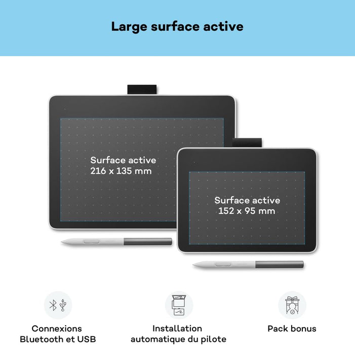 Wacom One S Stylus Tablet, Electromagnetic Resonance Stylus without Battery or Battery Included, Bluetooth Connectivity for Windows, Mac, Chromebook and Android: Ideal for Artists