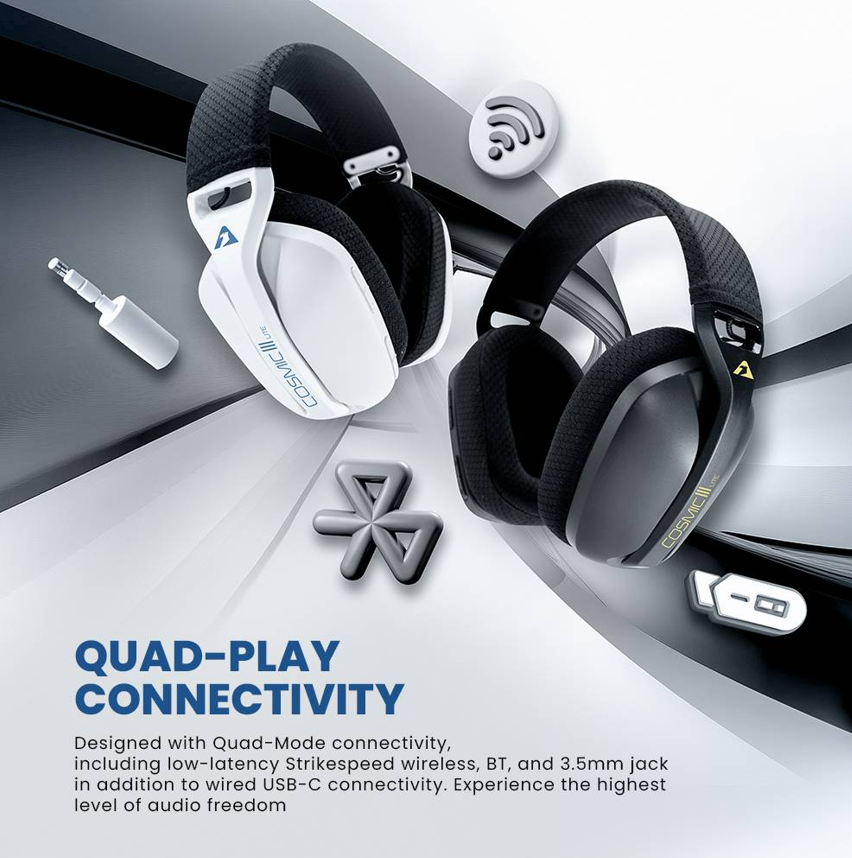 Armaggeddon Cosmic III Lite Bluetooth Wireless Gaming Headset (White)