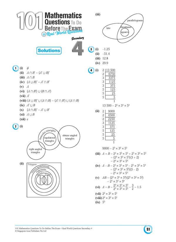 101 Mathematics Questions To Do Before The Exam + Real World Questions Secondary 4