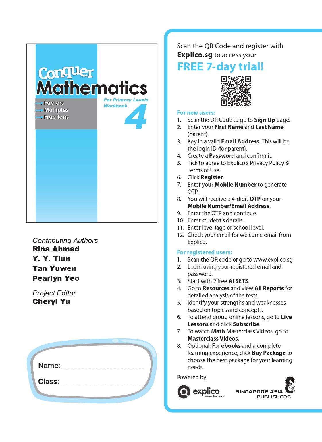  Conquer Mathematics Factors . Multiples . Fractions Workbook 4
