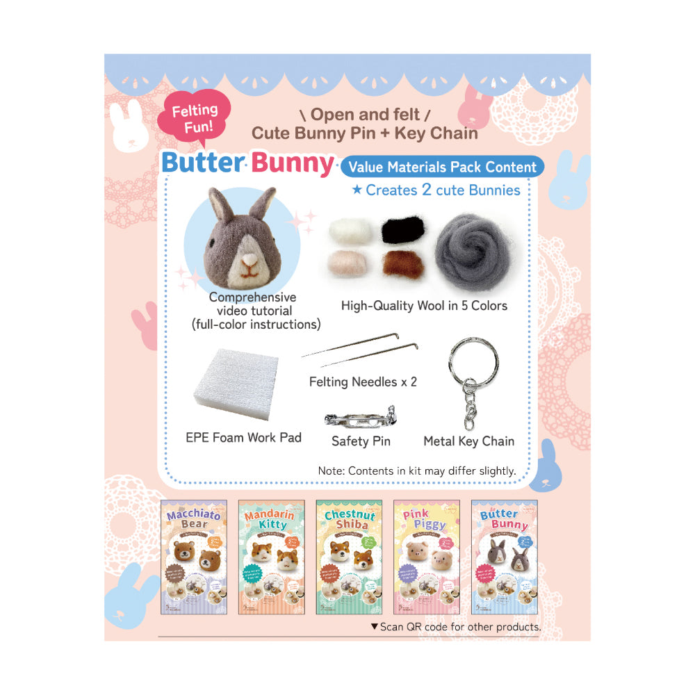 DIY Animal Felting Key Charm - Butter Bunny