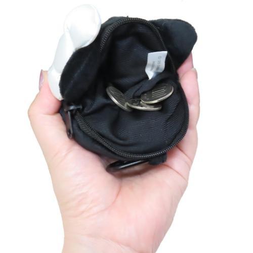 Sanrio Monochrome Hello Kitty Plush Zipper Mascot Pouch With Carabiner