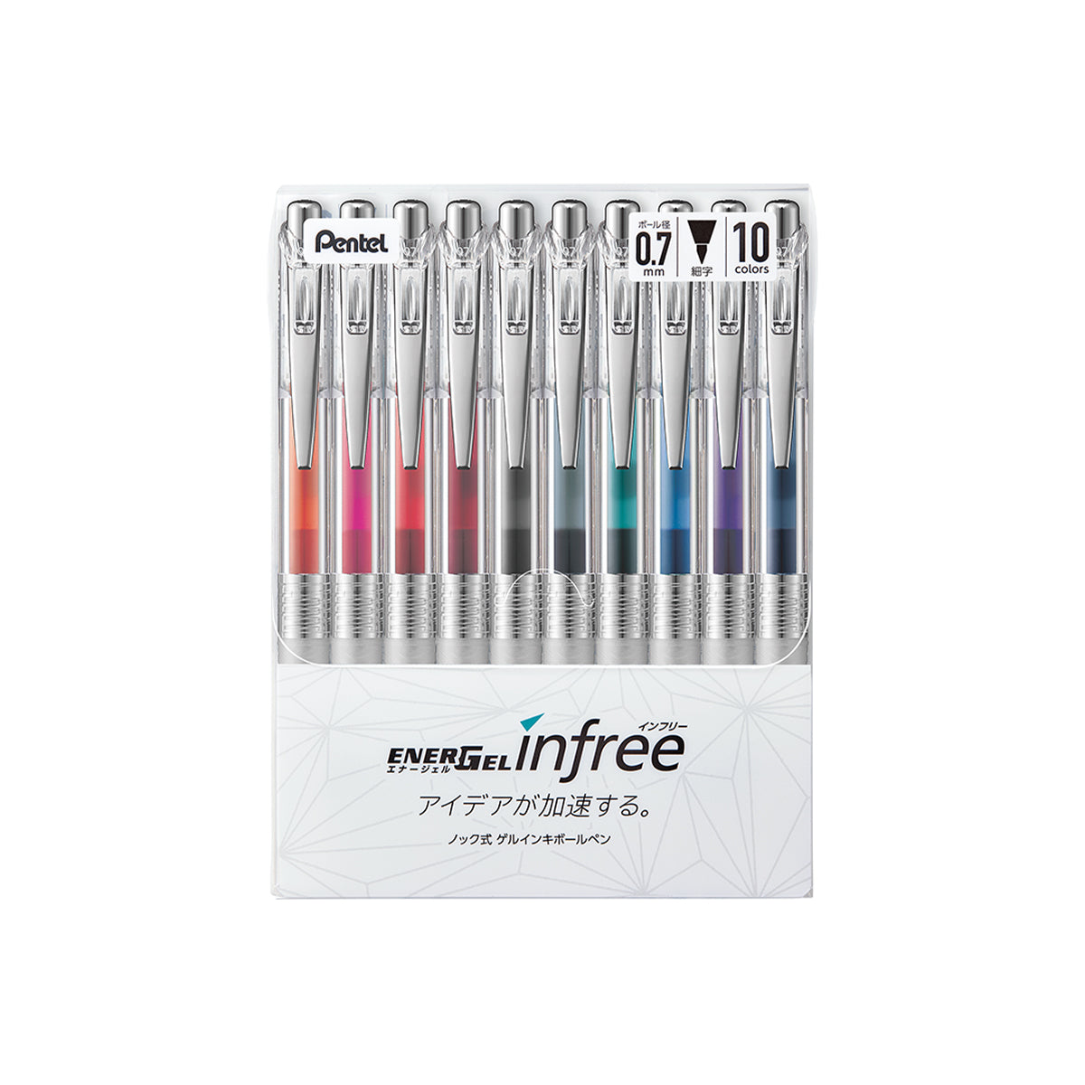PENTEL Energel Infree 0.7Mm 10 Cols Set