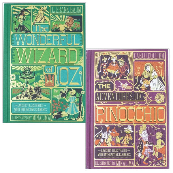The Wonderful Wizard of Oz and The Adventures of Pinocchio - Minalima Edition 2 Books Collection Set
