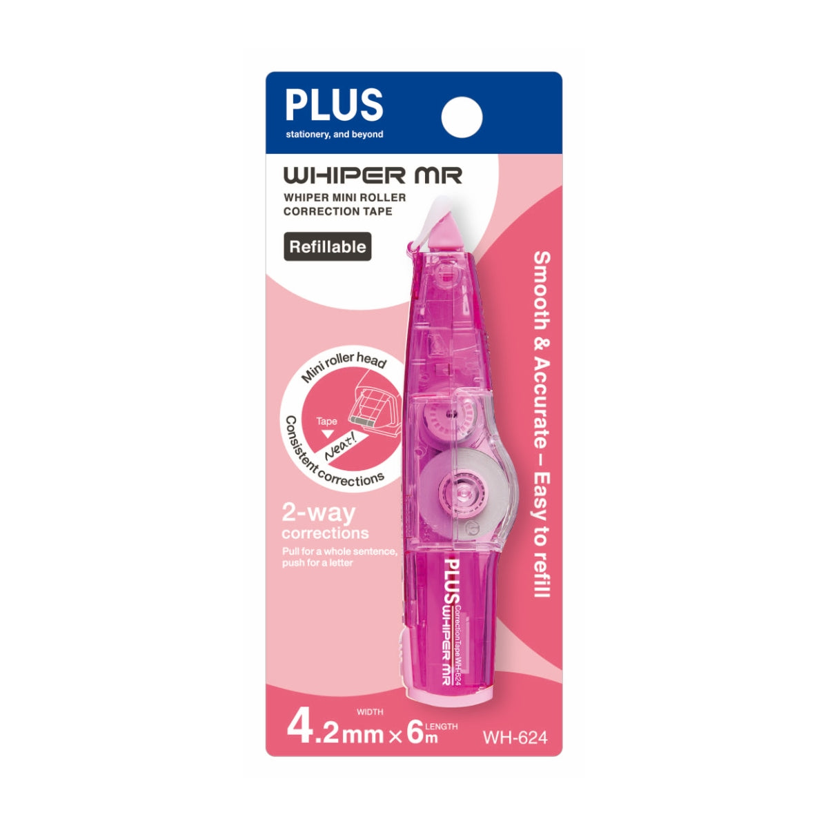 Plus Whiper Mr Correction Tape - Pink