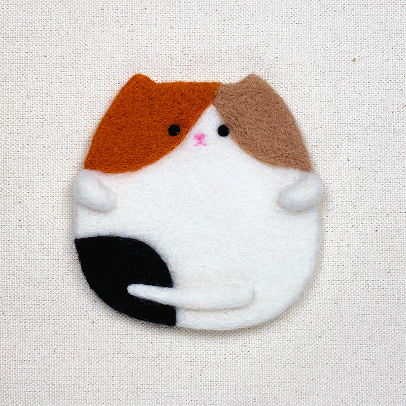 DIY Felting Coaster - Three Color Cat