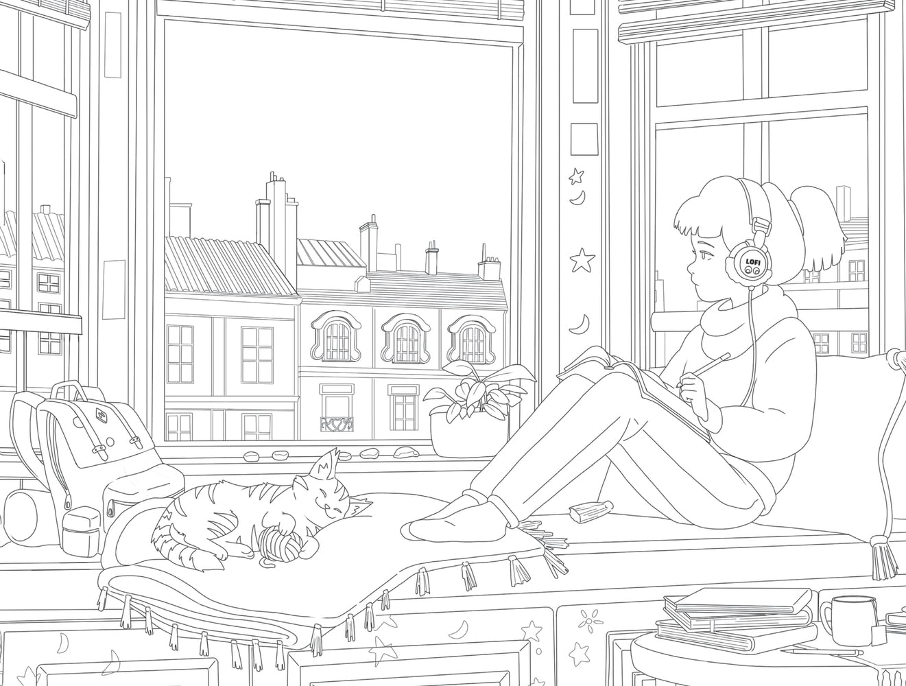 Lofi Girl Colors to Relax To: A Mindful Coloring Escape Paired with Curated Playlists (Lofi Girl Creative Escapes) Paperback