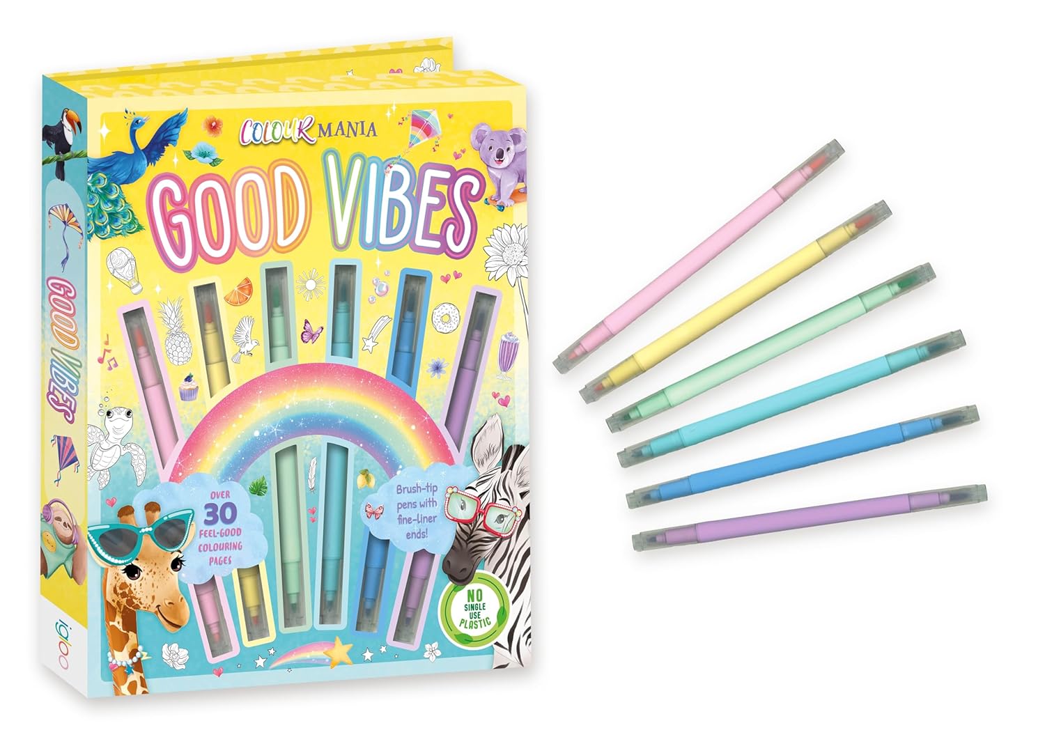 Good Vibes (Colouring Kit With Brush Tip Pens and Fine-Liner Ends) Paperback