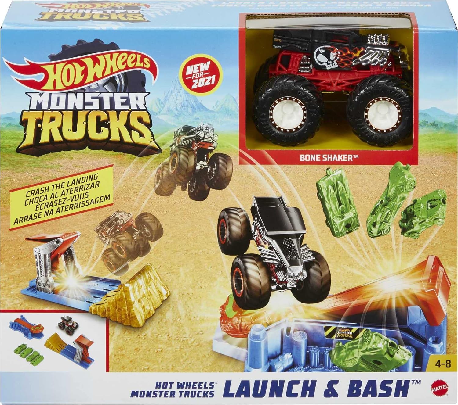 MATTEL HOT WHEELS MONSTER TRUCKS LAUNCH N BASH PLAYSET