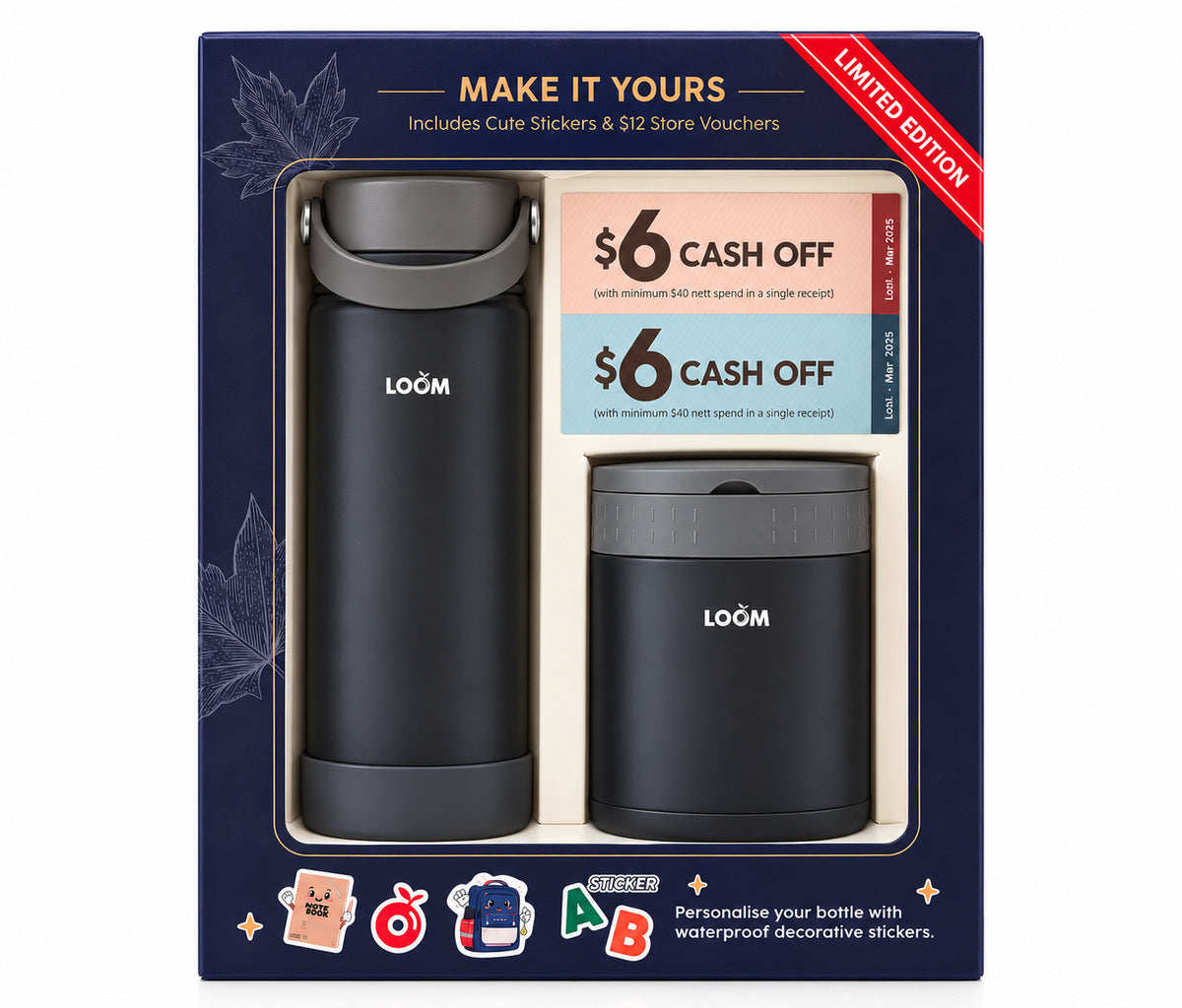 LOOM Thermal Flask & Food Jar Set - Dark Grey