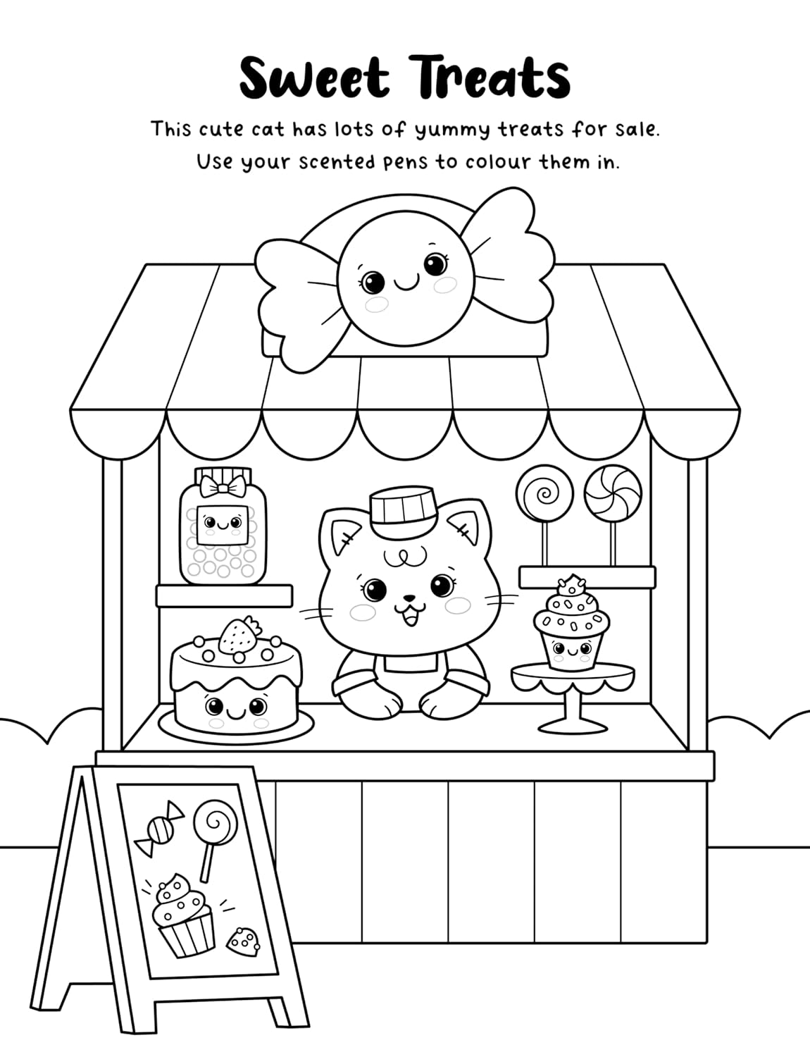 Sweet and Scented Colouring (Colouring Kit With Scented Pens) Paperback 