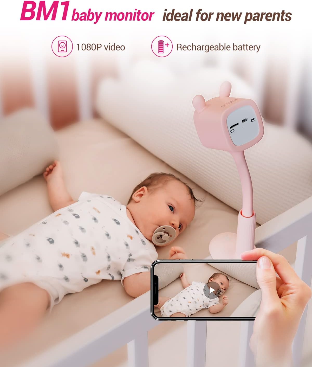 EZVIZ BM1 Baby Monitor camera without InfarRed Light Full 1080P 2MP Pink
