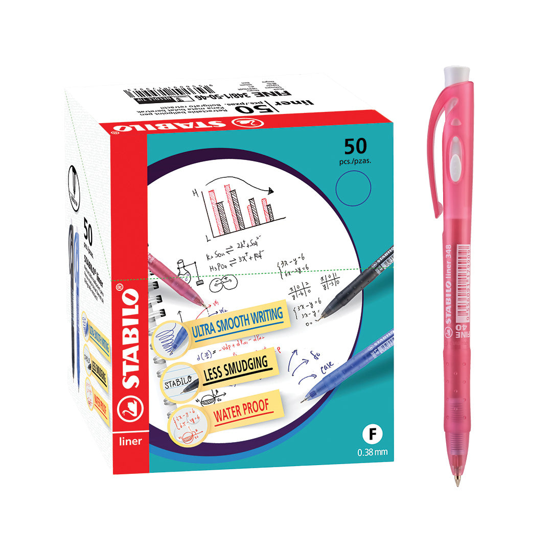 STABILO 348 LINER BALLPEN 0.7MM RED 50PC