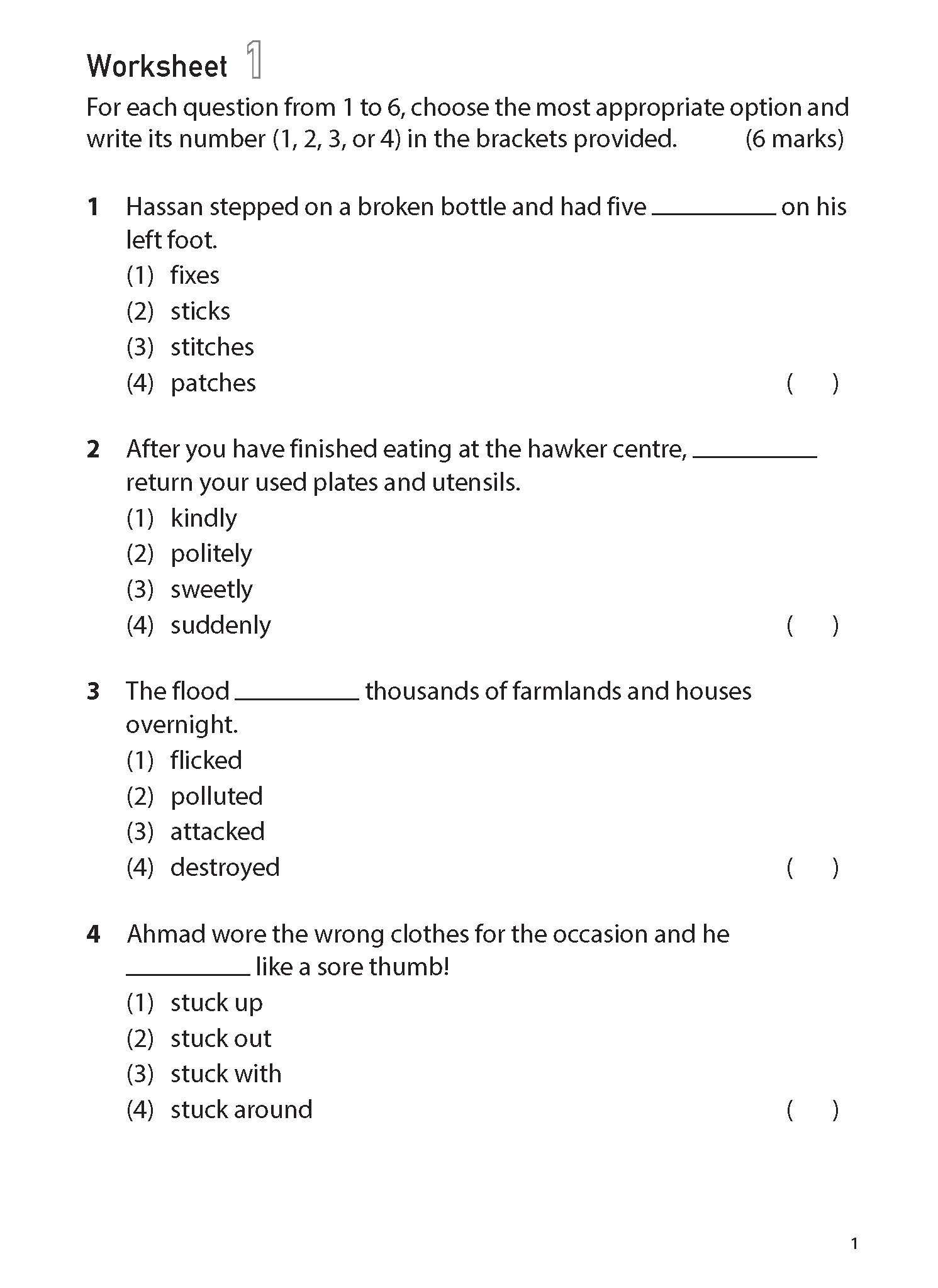 100 English Worksheets Primary 3 – Vocabulary MCQ