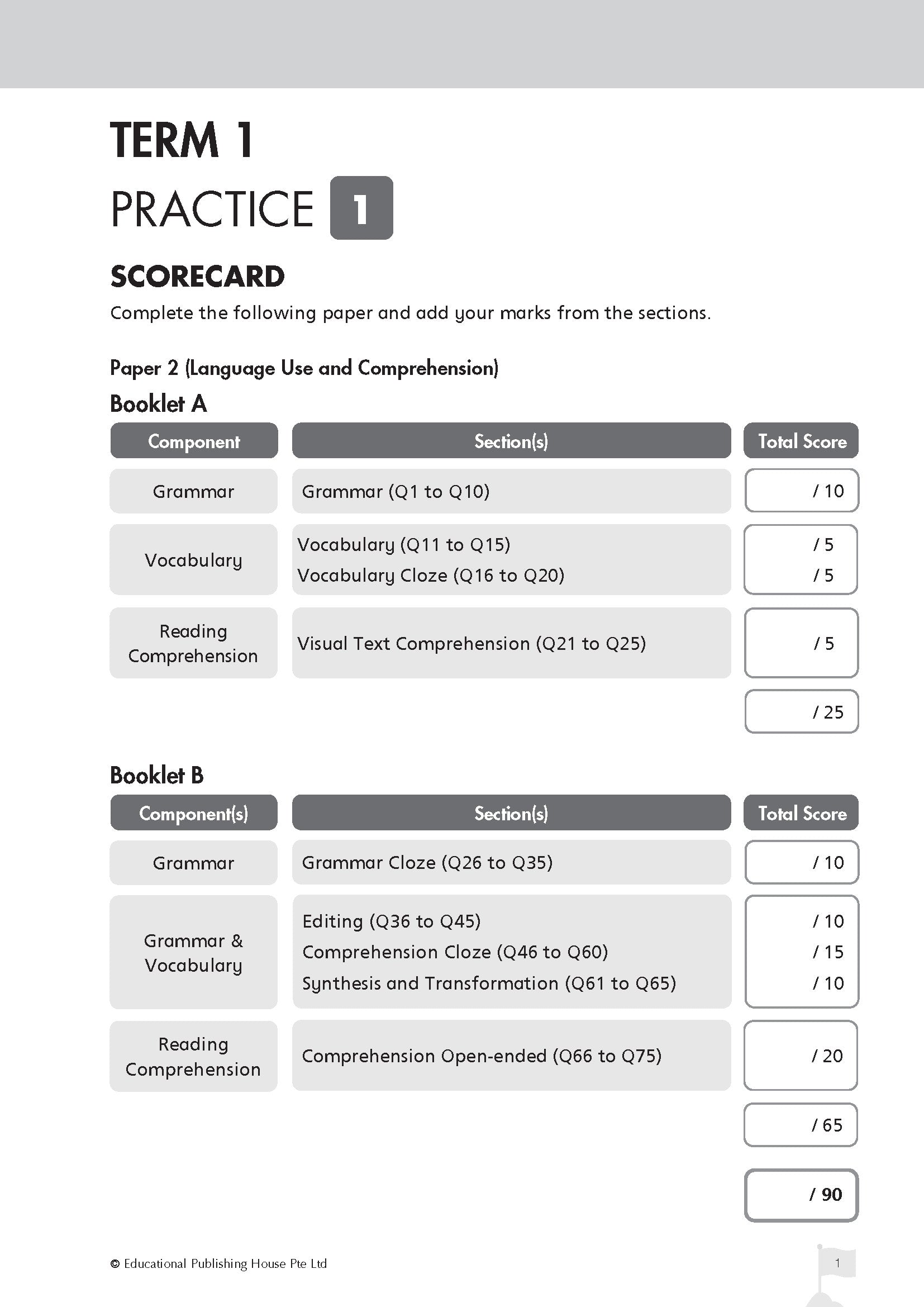 PSLE English Top The Class Term/Sem Papers QR 