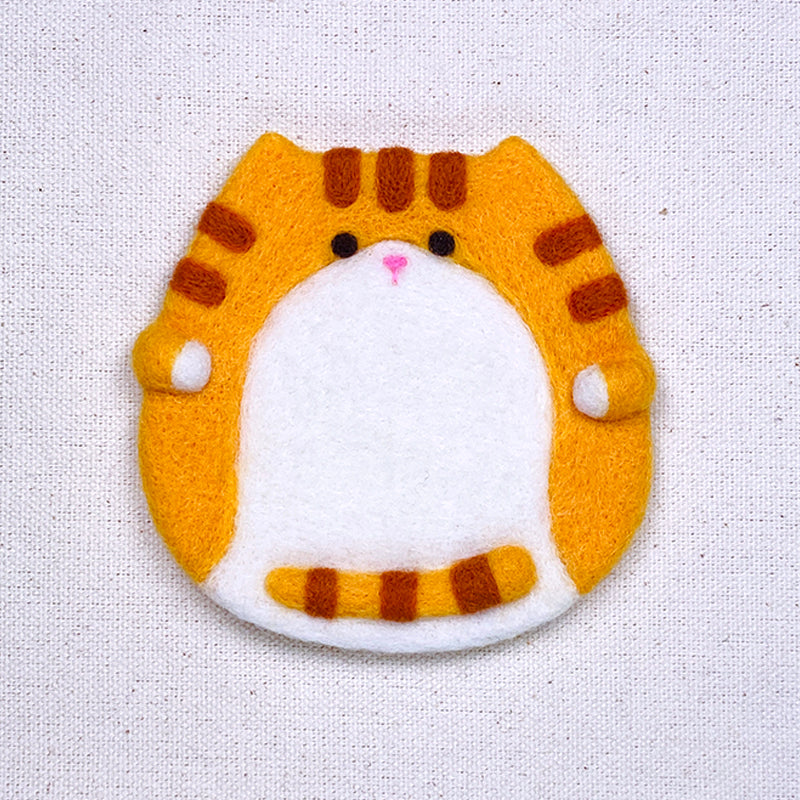 DIY Felting Coaster - Orange Cat