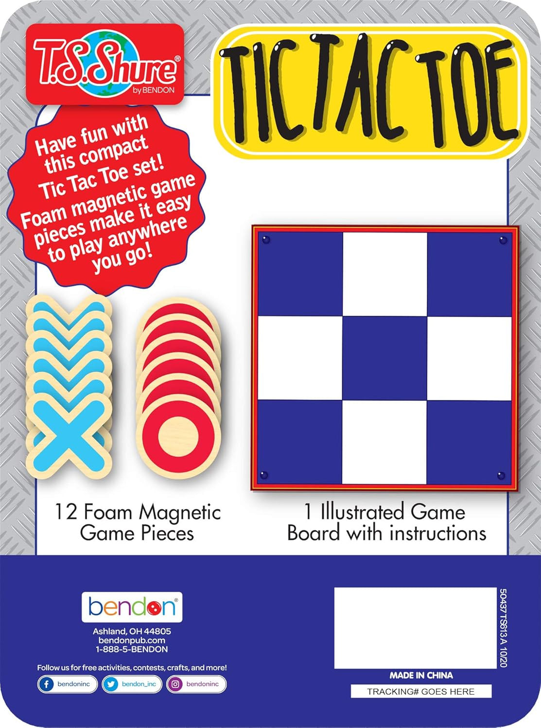 BENDON TIC TAC TOE MAGNETIC GAME TIN