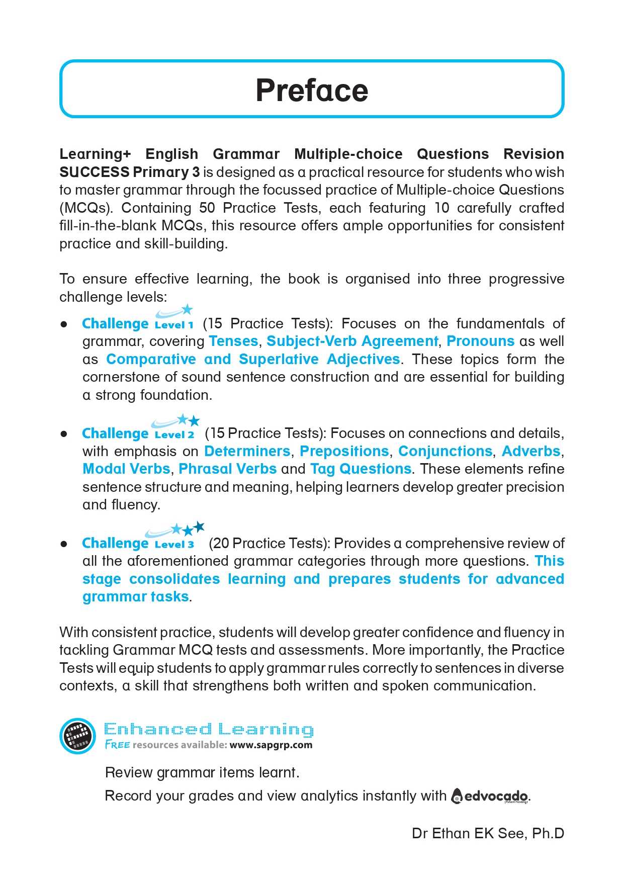 LEARNING+ ENGLISH GRAMMAR Multiple-choice Questions Revision SUCCESS Primary 3