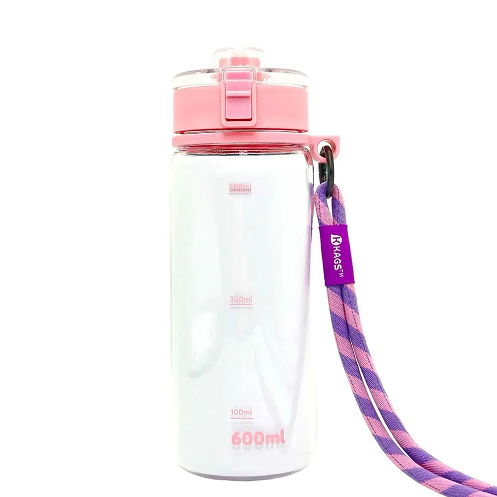 KAGS AQUARECHARGE SERIES TRITAN 600ML WATER BOTTLE PINK