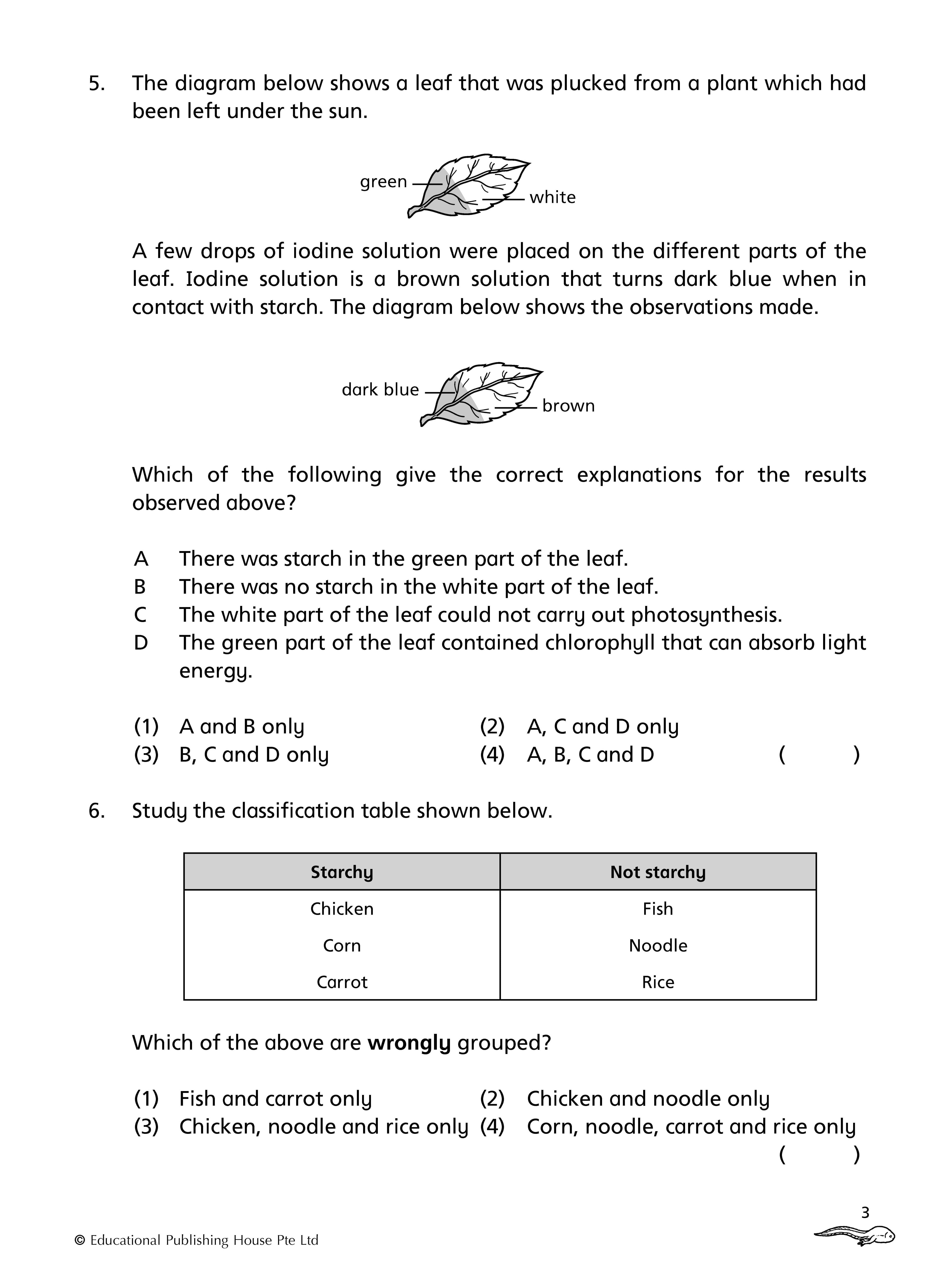Primary 6 Science Topical Class Tests